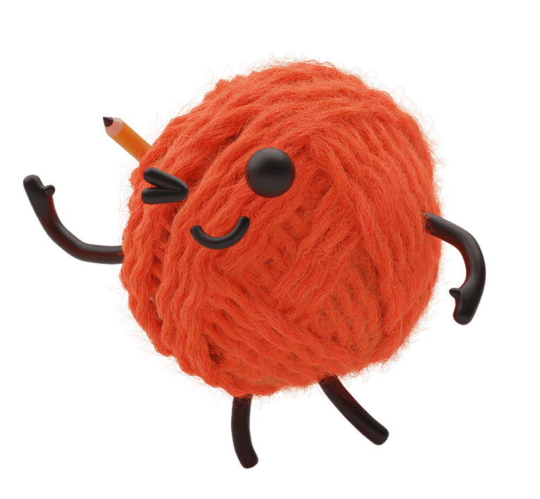 Wooly mascot walking while holding a pencil