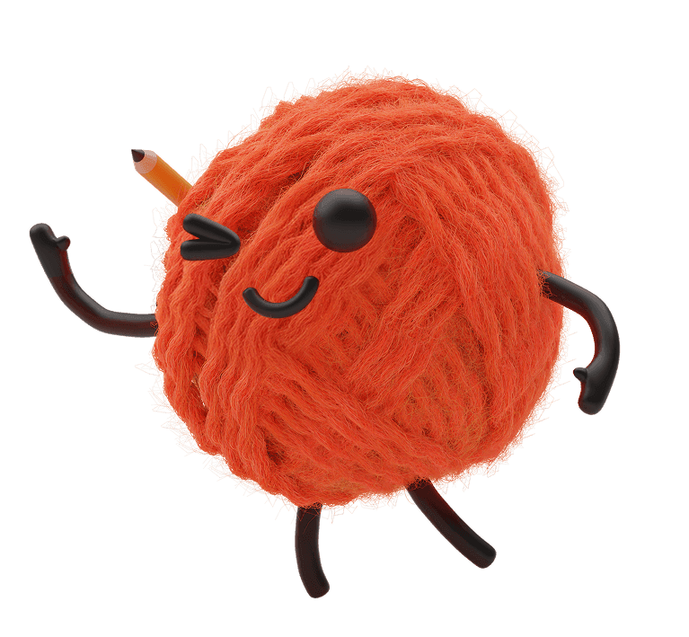Wooly mascot walking while holding a pencil